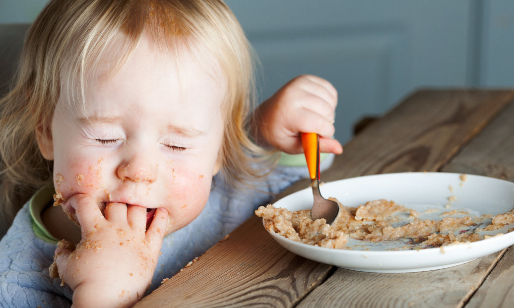 Child with eczema eating